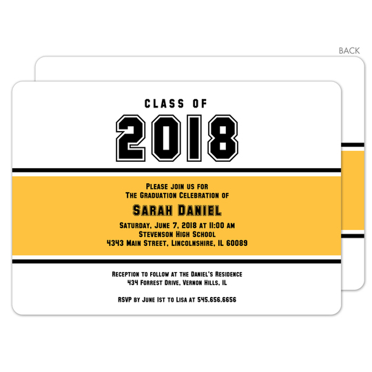 Yellow Band Class Of Graduation Invitations